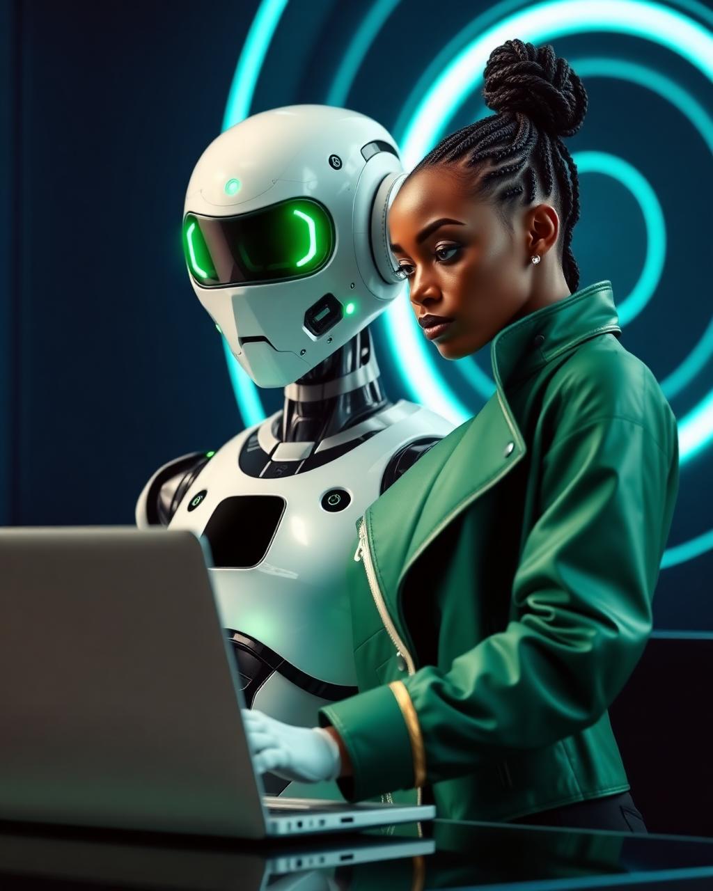 EVER AI assistant beside a futuristic robot
